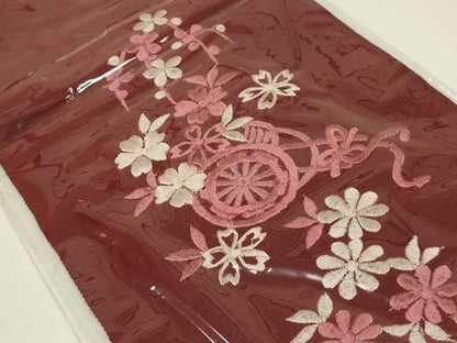 平和屋着物▼和装小物　半衿　まとめて5点　刺繍　花柄　花車　金糸　正絹　逸品　AABL5352ay