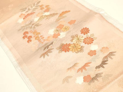 平和屋着物▼和装小物　半衿　まとめて5点　刺繍　花柄　松竹梅　金銀糸　正絹　逸品　AABL5353ay