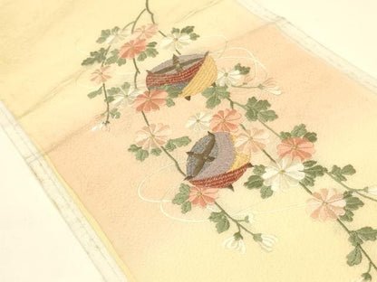 平和屋着物▼和装小物　半衿　まとめて5点　刺繍　花柄　松竹梅　金銀糸　正絹あり　逸品　AABL5354ay