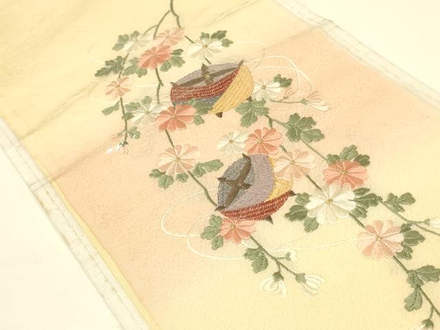 平和屋着物▼和装小物　半衿　まとめて5点　刺繍　花柄　松竹梅　金銀糸　正絹あり　逸品　AABL5354ay