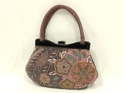 平和屋着物●和装小物　和装バッグ　ハンドバッグ　ビーズバッグ　花柄　逸品　AABL5365ay