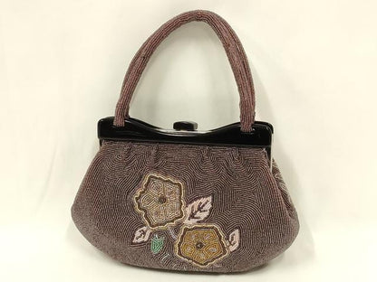 平和屋着物●和装小物　和装バッグ　ハンドバッグ　ビーズバッグ　花柄　逸品　AABL5365ay