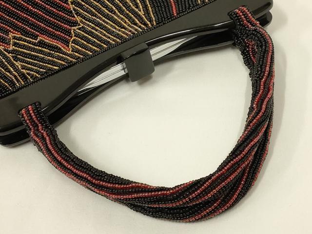 平和屋着物●和装小物　和装バッグ　ハンドバッグ　ビーズバッグ　幾何学模様　逸品　AABL5366ay