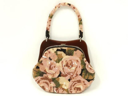平和屋着物●和装小物　和装バッグ　ハンドバッグ　ビーズバッグ　花柄　逸品　AABL5367ay