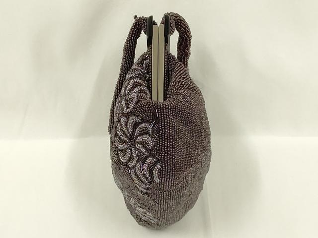 平和屋着物●和装小物　和装バッグ　ハンドバッグ　ビーズバッグ　花柄　捩菊　逸品　AABL5371ay