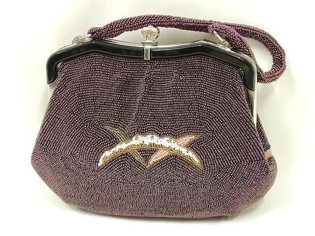 平和屋着物●和装小物　和装バッグ　ハンドバッグ　ビーズバッグ　芝文　逸品　AABL5373ay