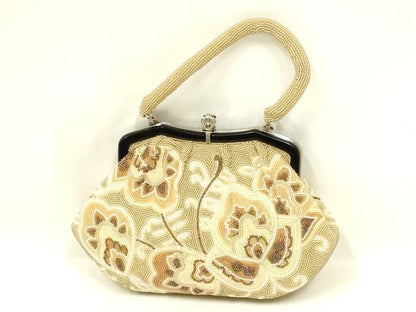 平和屋着物●和装小物　和装バッグ　ハンドバッグ　ビーズバッグ　花柄　更紗　逸品　AABL5374ay
