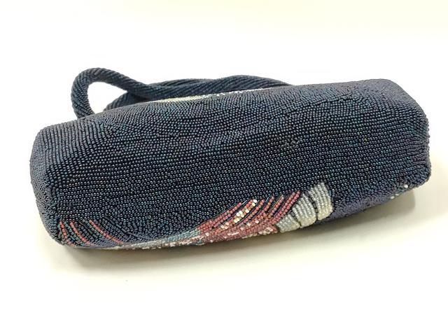 平和屋着物●和装小物　和装バッグ　ハンドバッグ　ビーズバッグ　幾何学模様　逸品　AABL5375ay