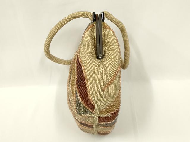 平和屋着物●和装小物　和装バッグ　ハンドバッグ　ビーズバッグ　幾何学模様　逸品　AABL5384ay