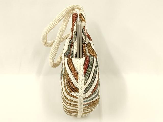 平和屋着物●和装小物　和装バッグ　ハンドバッグ　ビーズバッグ　幾何学模様　逸品　AABL5385ay