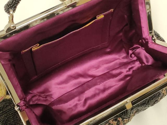 平和屋着物●和装小物　和装バッグ　ハンドバッグ　ビーズバッグ　花柄　逸品　AABL5387ay