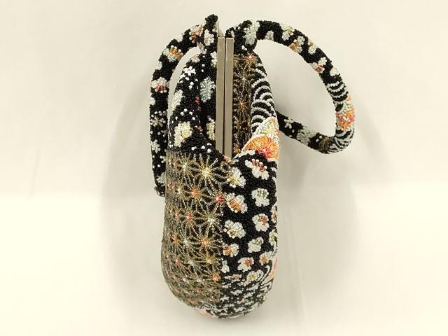 平和屋着物●和装小物　和装バッグ　ハンドバッグ　ビーズバッグ　手刺繍　切嵌吉祥文　逸品　AABL5388ay