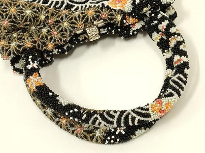 平和屋着物●和装小物　和装バッグ　ハンドバッグ　ビーズバッグ　手刺繍　切嵌吉祥文　逸品　AABL5388ay