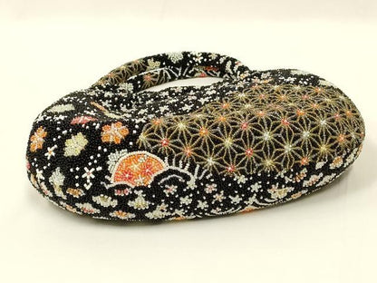 平和屋着物●和装小物　和装バッグ　ハンドバッグ　ビーズバッグ　手刺繍　切嵌吉祥文　逸品　AABL5388ay