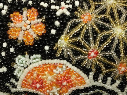 平和屋着物●和装小物　和装バッグ　ハンドバッグ　ビーズバッグ　手刺繍　切嵌吉祥文　逸品　AABL5388ay
