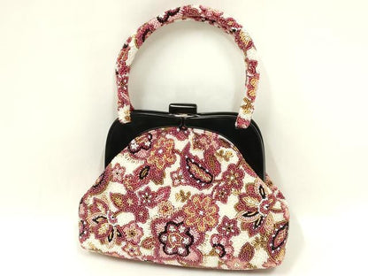 平和屋着物●和装小物　和装バッグ　ハンドバッグ　ビーズバッグ　花柄　更紗　逸品　AABL5391ay