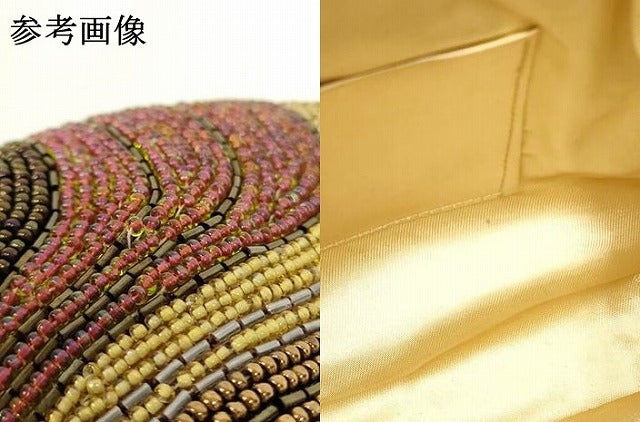 平和屋着物●和装小物　和装バッグ　ハンドバッグ　ビーズバッグ　幾何学模様　逸品　AABL5393ay