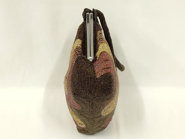 平和屋着物●和装小物　和装バッグ　ハンドバッグ　ビーズバッグ　幾何学模様　逸品　AABL5393ay