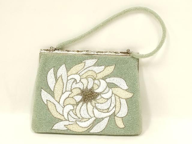 平和屋着物●和装小物　和装バッグ　ハンドバッグ　ビーズバッグ　花柄　逸品　AABL5396ay