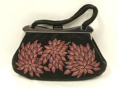 平和屋着物●和装小物　和装バッグ　ハンドバッグ　ビーズバッグ　花柄　逸品　AABL5398ay