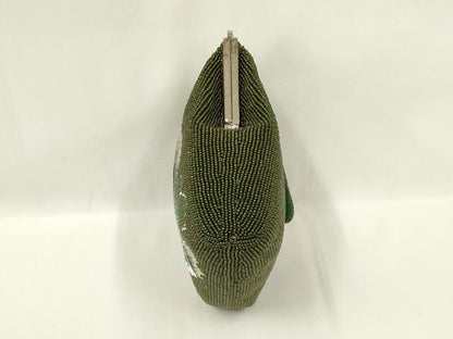 平和屋着物●和装小物　和装バッグ　ハンドバッグ　ビーズバッグ　がま口　花柄　逸品　AABL5399ay