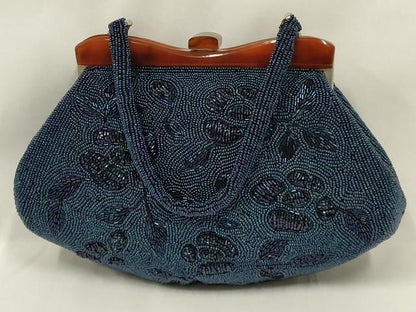 平和屋着物●和装小物　和装バッグ　ハンドバッグ　ビーズバッグ　花柄　逸品　AABL5400ay