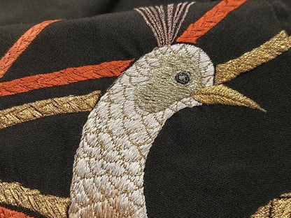 平和屋着物■豪華黒留袖　刺繍　孔雀文　金銀糸　洗える着物　AABL5410oa