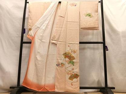 平和屋着物■訪問着　地紙草花文　暈し染め　金彩　やまと誂製　正絹　逸品　未使用　AABL5411oa