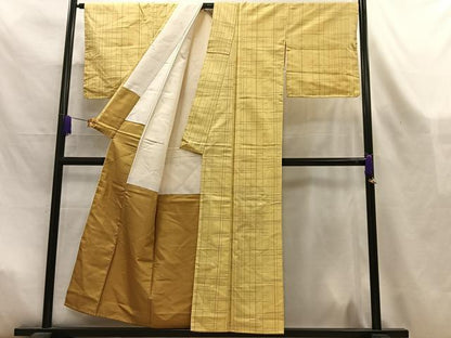 平和屋着物■上質な紬　格子　正絹　逸品　AABL5415oa