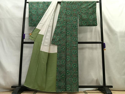 平和屋着物■上質な紬　飾花文　正絹　逸品　未使用　AABL5420oa