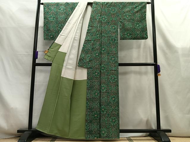 平和屋着物■上質な紬　飾花文　正絹　逸品　未使用　AABL5420oa