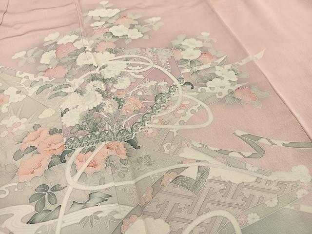 平和屋着物■訪問着　友禅　刺繍　文箱花文　暈し染め　正絹　逸品　AABL5424oa