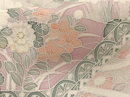 平和屋着物■訪問着　友禅　刺繍　文箱花文　暈し染め　正絹　逸品　AABL5424oa