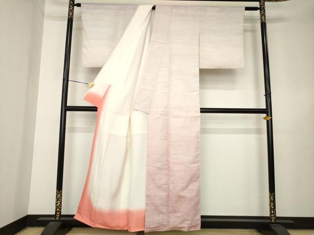平和屋着物●紅花紬　米沢　訪問着　霞文　正絹　逸品　AABL5446ck