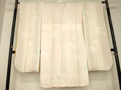 平和屋着物●振袖用長襦袢　無双仕立て　花鼓地紋　暈し染め　鈴乃屋扱い　正絹　逸品　AABL5450ck