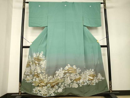 平和屋着物●豪華色留袖　総刺繍　蘇州刺繍　風景文　金糸　正絹　逸品　AABL5451ck