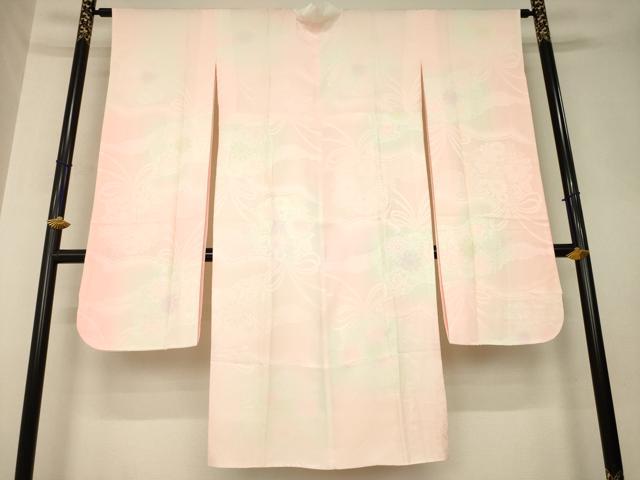 平和屋着物●振袖用長襦袢　袷　舞花地紋　暈し染め　正絹　逸品　AABL5452ck
