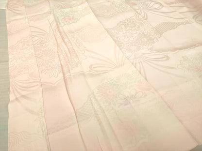 平和屋着物●振袖用長襦袢　袷　舞花地紋　暈し染め　正絹　逸品　AABL5452ck