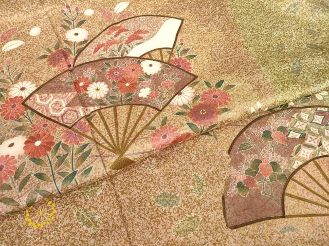 平和屋着物●訪問着　扇面花文　ロング丈　正絹　逸品　AABL5453ck