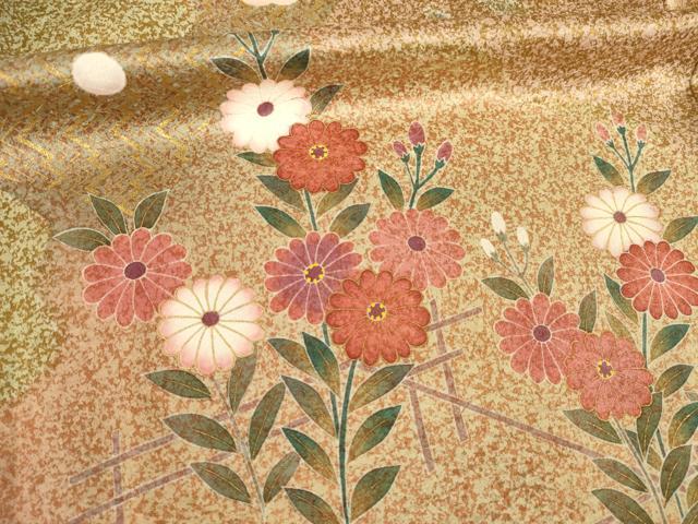 平和屋着物●訪問着　扇面花文　ロング丈　正絹　逸品　AABL5453ck