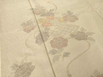 平和屋着物●訪問着　総刺繍　中国三大刺繍　スワトウ刺繍　汕頭刺繍　相良刺繍　地紙花文　正絹　逸品　AABL5456ck
