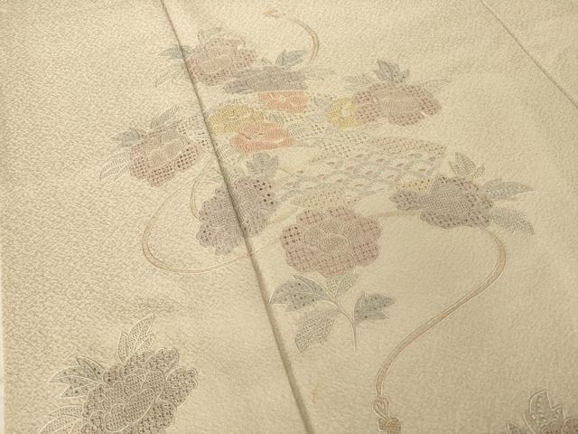 平和屋着物●訪問着　総刺繍　中国三大刺繍　スワトウ刺繍　汕頭刺繍　相良刺繍　地紙花文　正絹　逸品　AABL5456ck