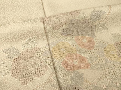平和屋着物●訪問着　総刺繍　中国三大刺繍　スワトウ刺繍　汕頭刺繍　相良刺繍　地紙花文　正絹　逸品　AABL5456ck