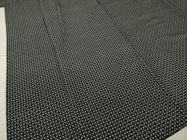 平和屋着物●上質な小紋　格子　黒地　正絹　逸品　AABL5457ck