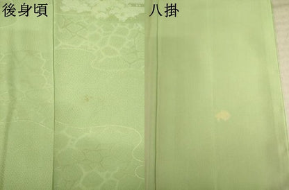 平和屋着物●上質な色無地　風景地紋　山葵色　正絹　逸品　AABL5460ck