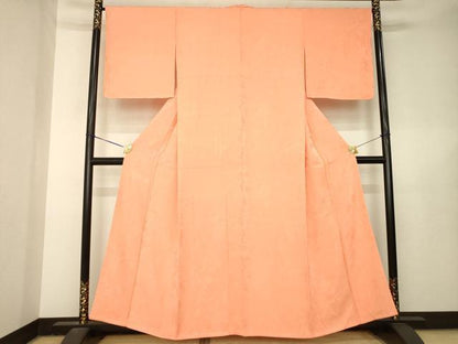 平和屋着物●上質な色無地　鉛丹色　正絹　逸品　AABL5461ck