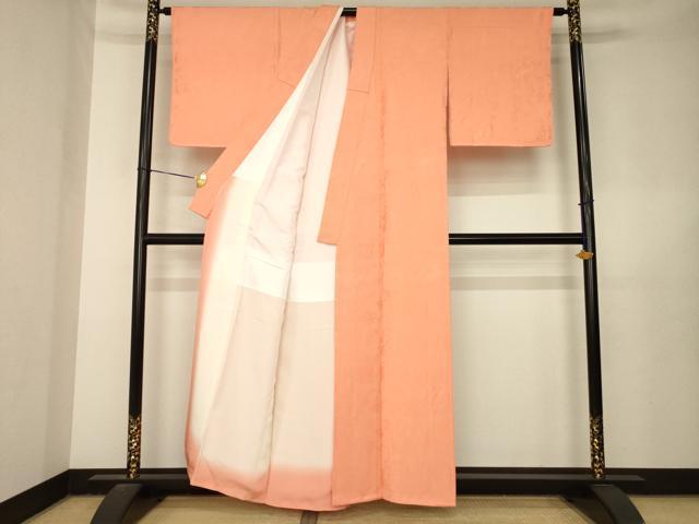 平和屋着物●上質な色無地　鉛丹色　正絹　逸品　AABL5461ck