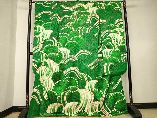 平和屋着物●豪華振袖　駒刺繍　立波文　金彩　正絹　逸品　AABL5464ck