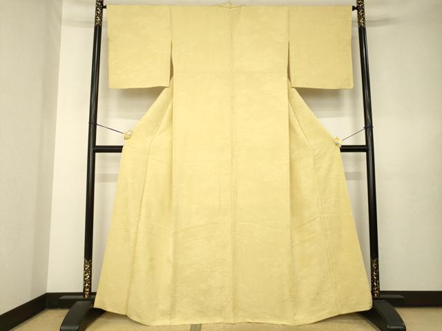 平和屋着物●上質な色無地　立波地紋　蜂蜜色　正絹　逸品　AABL5465ck
