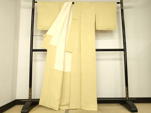 平和屋着物●上質な色無地　立波地紋　蜂蜜色　正絹　逸品　AABL5465ck